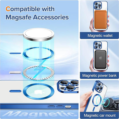 MagSafe Case for Apple iPhone 14 Pro, Techsuit, Luxury Crystal, Dark Blue