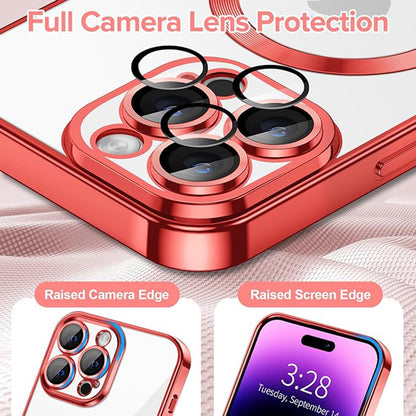 MagSafe Case for Apple iPhone 14 Pro, Techsuit, Luxury Crystal, Red