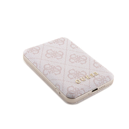 MagSafe Case for Apple iPhone 15, Guess, Powerbank 4G Metal Logo, Pink
