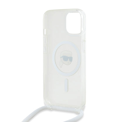 MagSafe Case for Apple iPhone 15, Karl Lagerfeld, IML Crossbody Karl's Head, Transparent