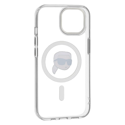 MagSafe Case for Apple iPhone 15, Karl Lagerfeld, IML Metal Karl's Head, White