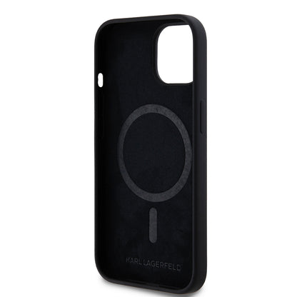 MagSafe Case for Apple iPhone 15, Karl Lagerfeld, Silicone Choupette's Head, Black