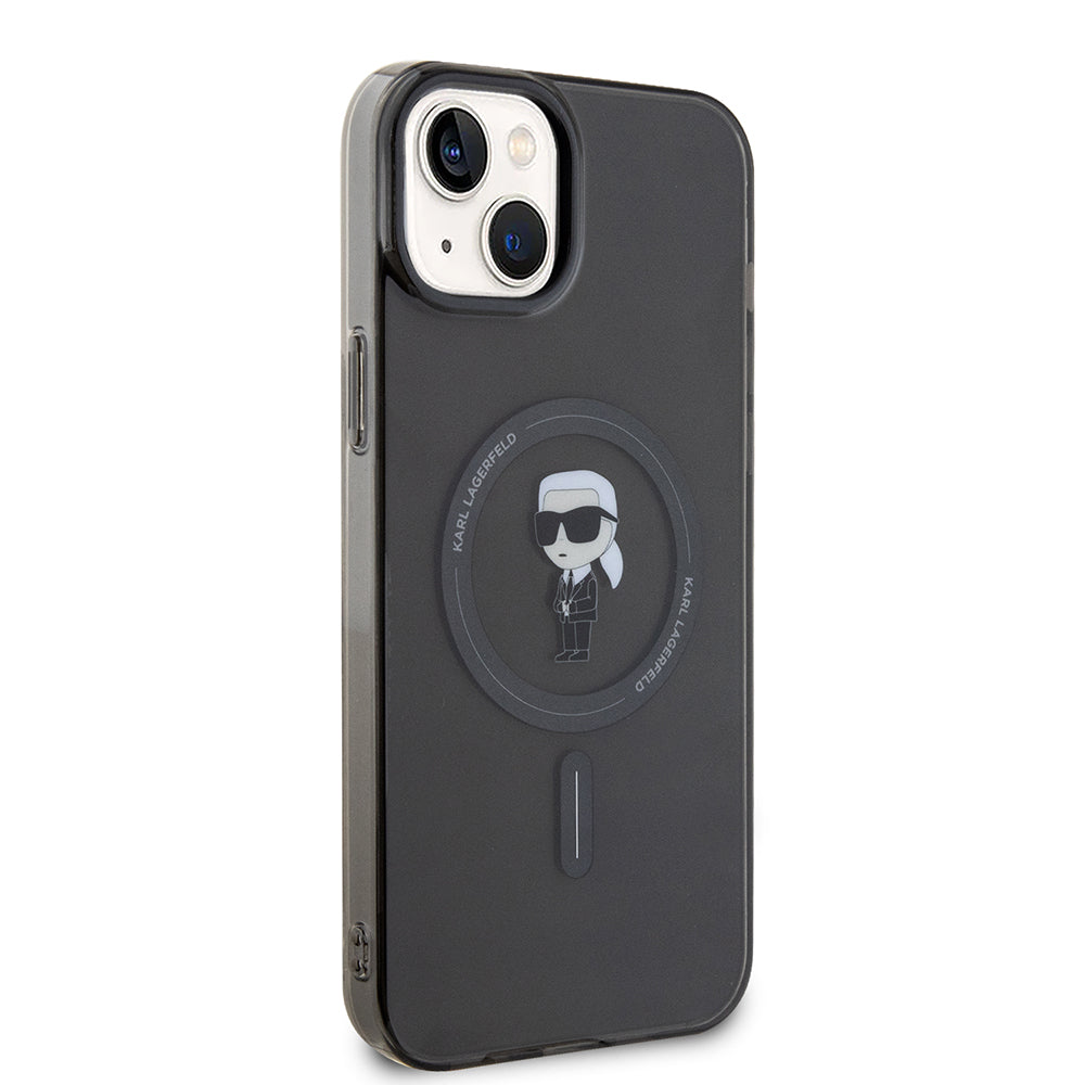 MagSafe Case for Apple iPhone 15 Plus, Karl Lagerfeld, IML Ikonik Karl, Black