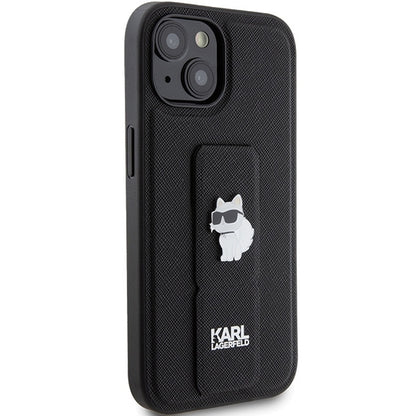 MagSafe Case for Apple iPhone 15 Plus, Karl Lagerfeld, Saffiano Gripstand Choupette, Black