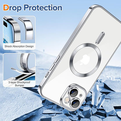 MagSafe Case for Apple iPhone 15 Plus, Techsuit, Luxury Crystal, Light Green