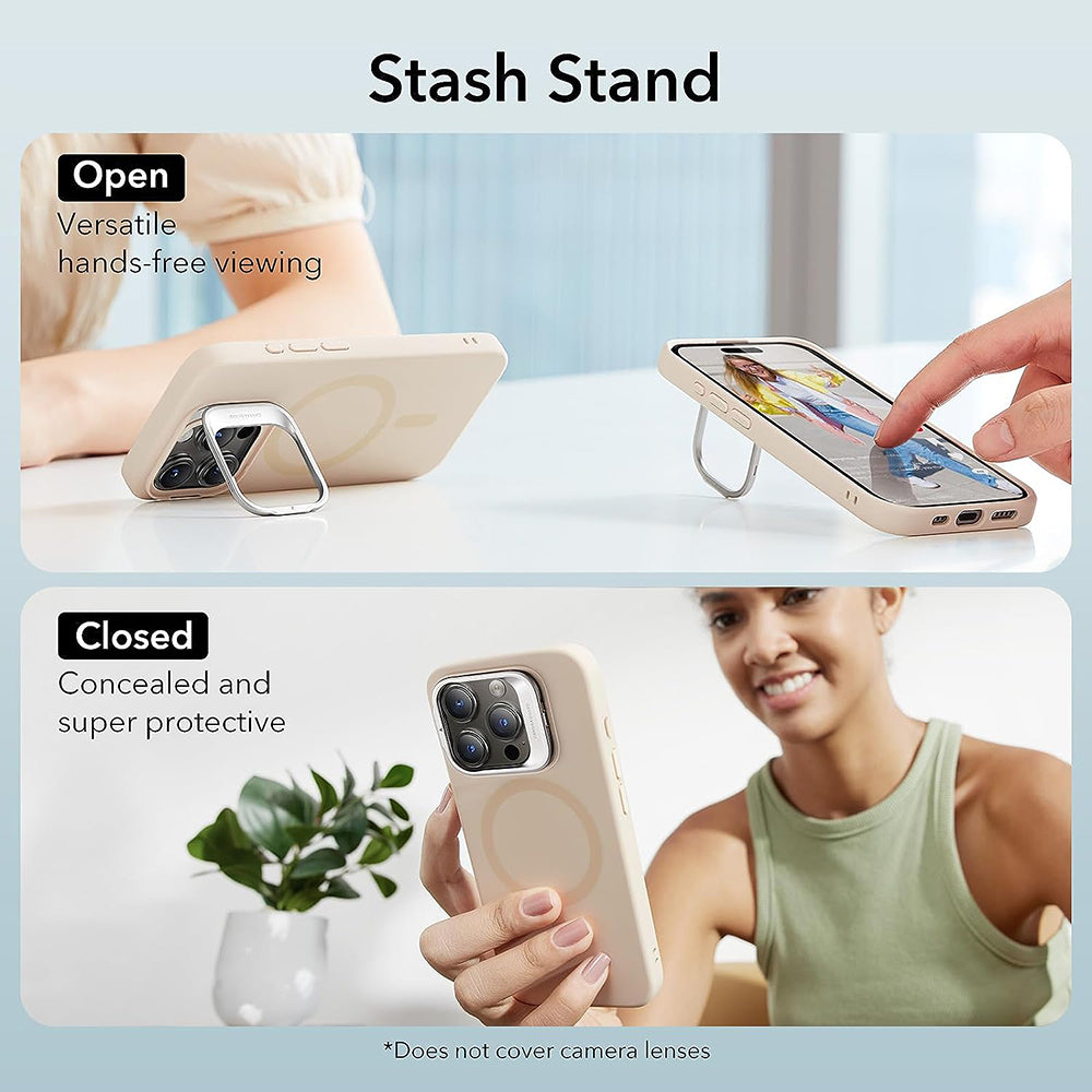 MagSafe Case for Apple iPhone 15 Pro, ESR, Cloud Soft Kickstand, Cream