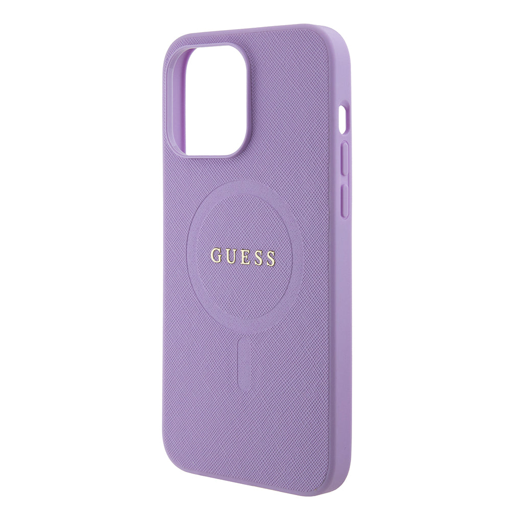 MagSafe Case for Apple iPhone 15 Pro Max, Guess, Saffiano, Purple