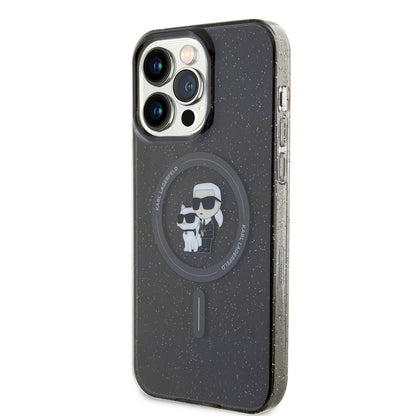 MagSafe Case for Apple iPhone 15 Pro Max, Karl Lagerfeld, Glitter, Black
