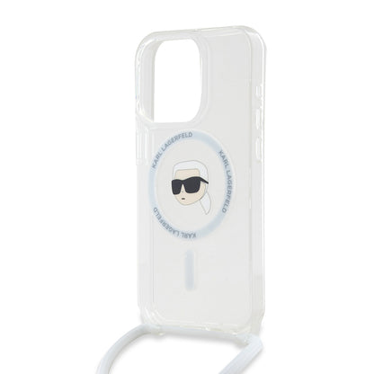 MagSafe Case for Apple iPhone 15 Pro Max, Karl Lagerfeld, IML Crossbody Karl's Head, Transparent