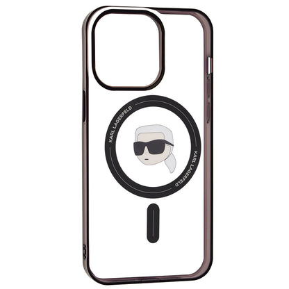MagSafe Case for Apple iPhone 15 Pro Max, Karl Lagerfeld, IML Karl's Head, Transparent