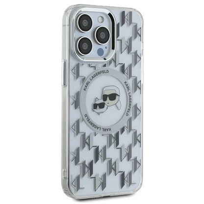 MagSafe Case for Apple iPhone 15 Pro Max, Karl Lagerfeld, IML Monogram Karl & Choupette's Heads, Transparent