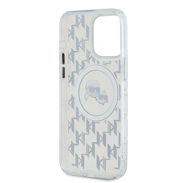 MagSafe Case for Apple iPhone 15 Pro Max, Karl Lagerfeld, IML Monogram Karl & Choupette's Heads, Transparent
