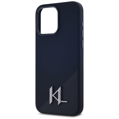 MagSafe Case for Apple iPhone 15 Pro Max, Karl Lagerfeld, Silicone Shadow Metal Initial, Black