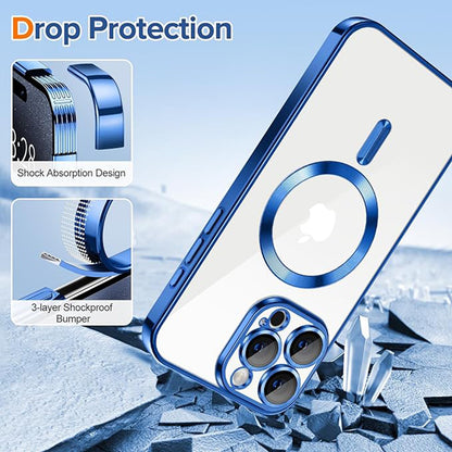 MagSafe Case for Apple iPhone 15 Pro Max, Techsuit, Luxury Crystal, Dark Blue