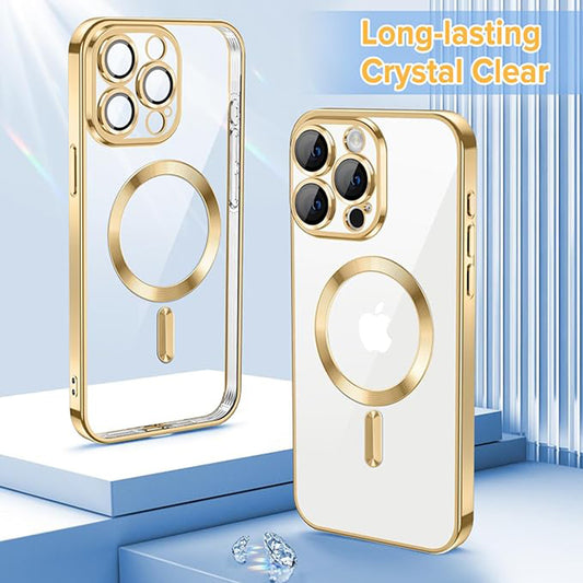 MagSafe Case for Apple iPhone 15 Pro Max, Techsuit, Luxury Crystal, Gold