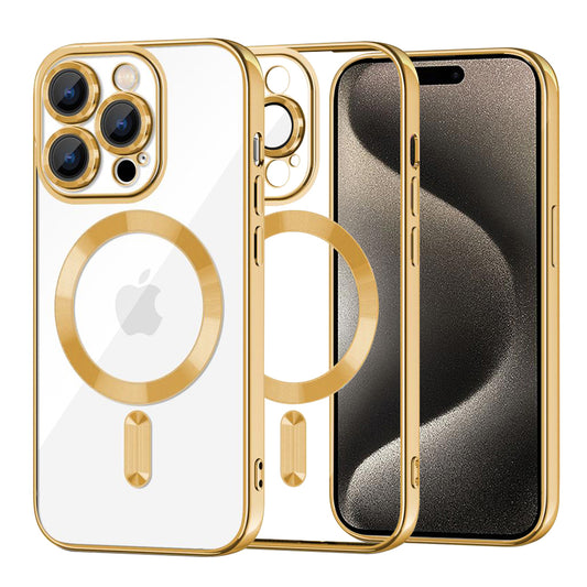 MagSafe Case for Apple iPhone 15 Pro Max, Techsuit, Luxury Crystal, Gold