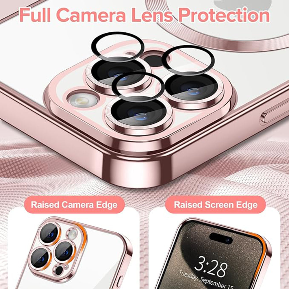 MagSafe Case for Apple iPhone 15 Pro Max, Techsuit, Luxury Crystal, Pink