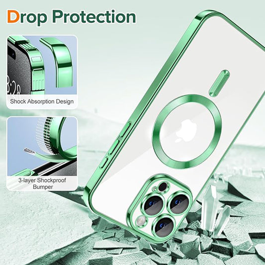 MagSafe Case for Apple iPhone 15 Pro Max, Techsuit, Luxury Crystal, Light Green