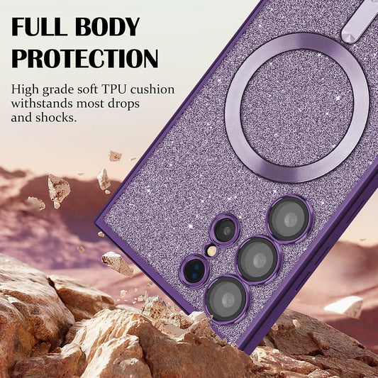 MagSafe Case for Apple iPhone 15 Pro Max, Techsuit, Luxury Glitter, Light Green
