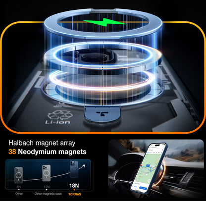 MagSafe Case for Apple iPhone 15 Pro Max, Torras, Ostand, Navy Blue