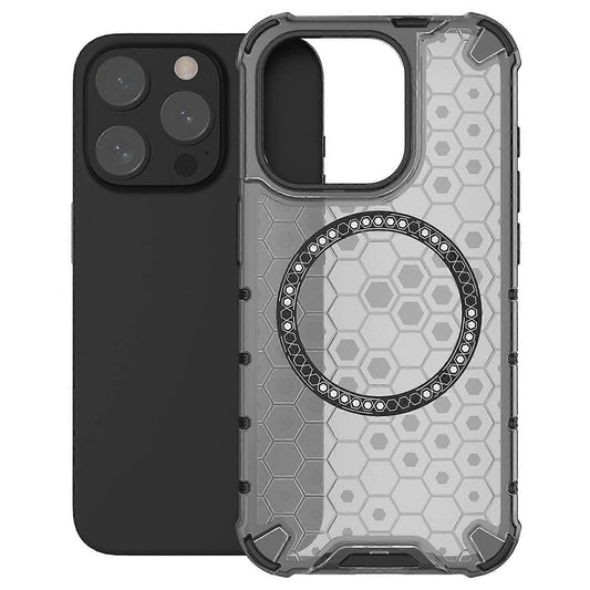 MagSafe Case for Apple iPhone 15 Pro, Techsuit, HoneyComb Shield, Black