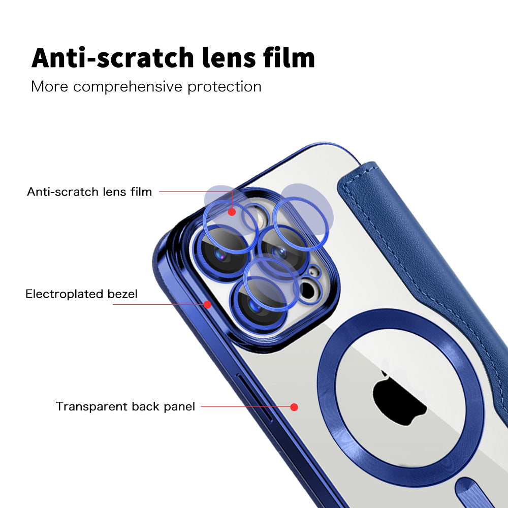 MagSafe Case for Apple iPhone 15 Pro, Techsuit, SmartMag Book, Blue