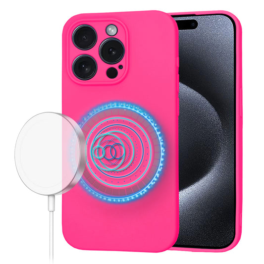 MagSafe Case for Apple iPhone 15 Pro, Techsuit, SoftFlex, Dark Pink