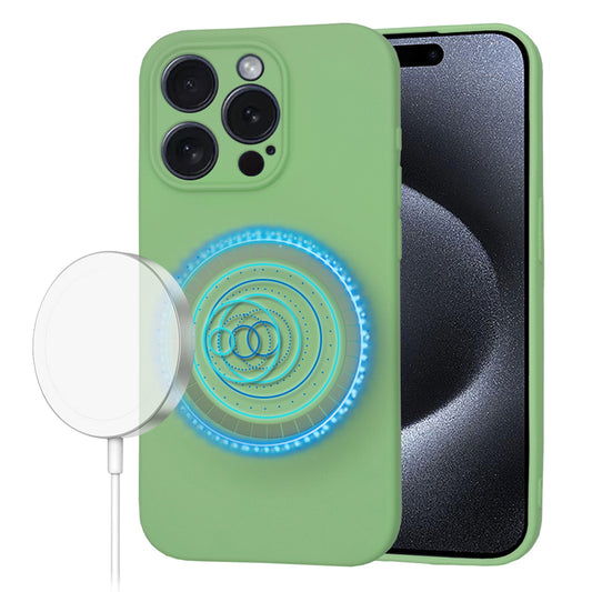 MagSafe Case for Apple iPhone 15 Pro, Techsuit, SoftFlex, Light Green
