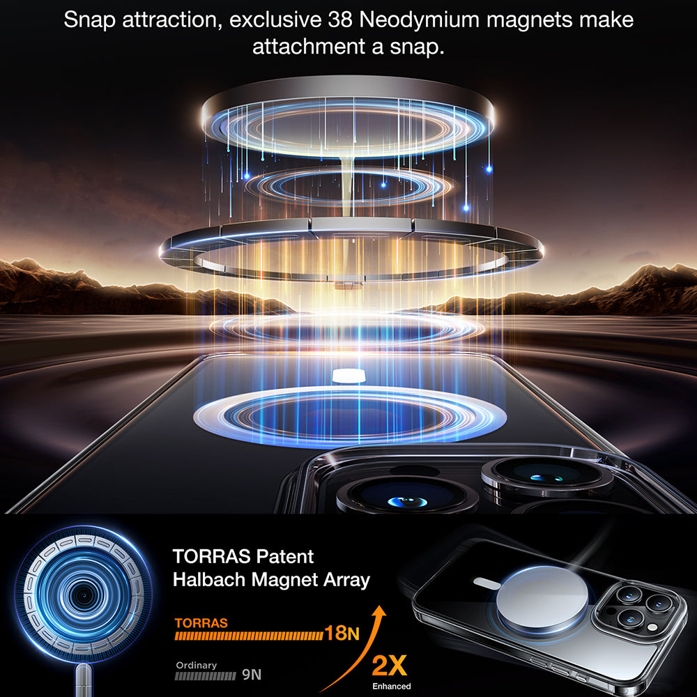 MagSafe Case for Apple iPhone 15 Pro, Torras, Diamond, Transparent