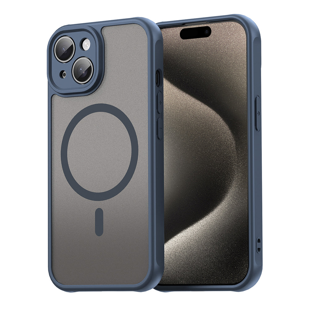 MagSafe Case for Apple iPhone 15, Techsuit, HaloFrost II, Navy Blue