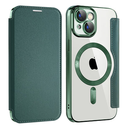 MagSafe Case for Apple iPhone 15, Techsuit, SmartMag Book, Green