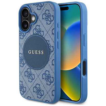 MagSafe Case for Apple iPhone 16, Guess, 4G Circle Classic Logo, Blue