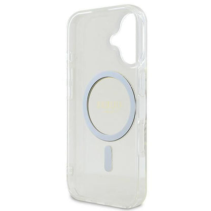 MagSafe Case for Apple iPhone 16, Guess, IML Glitter Circle, Transparent