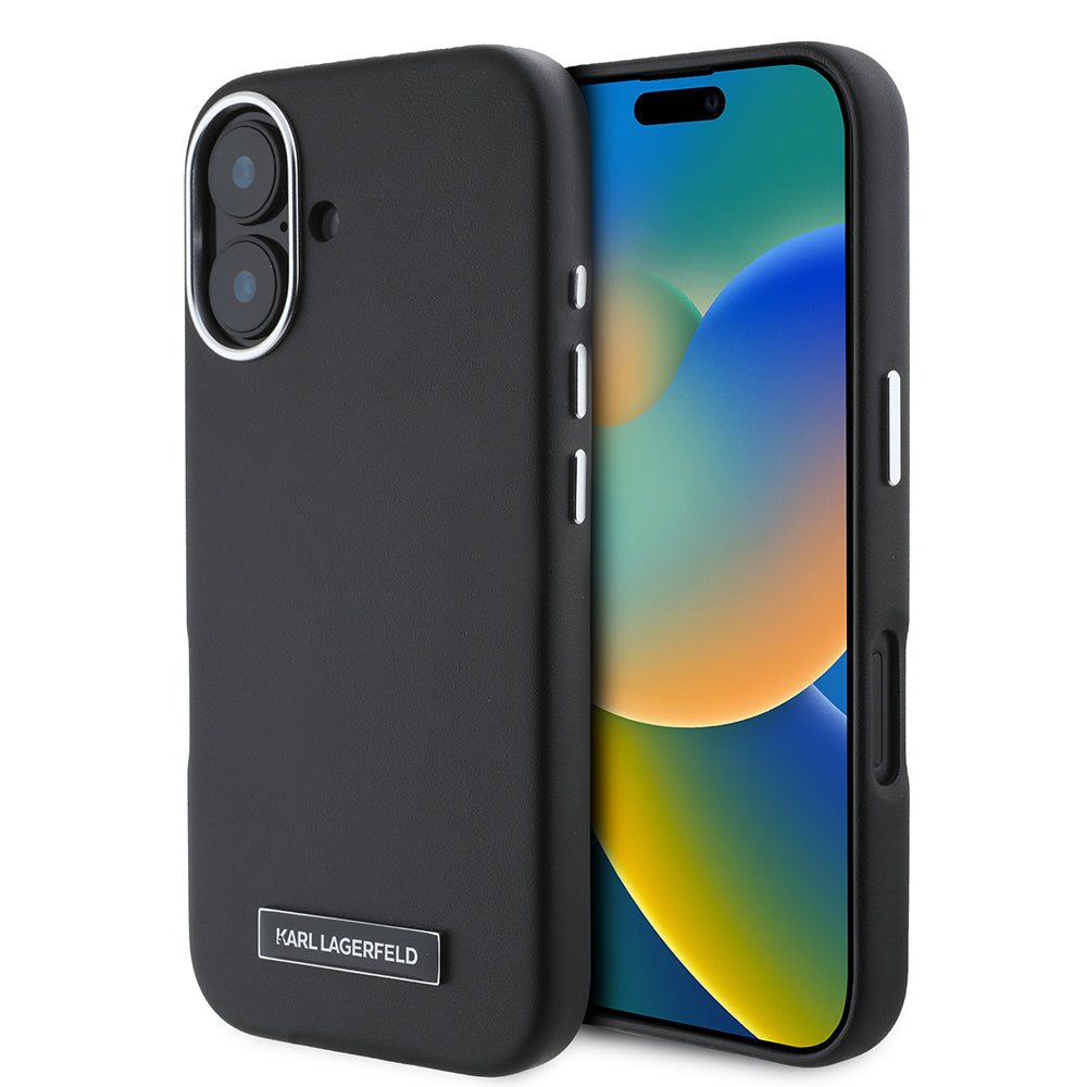 MagSafe Case for Apple iPhone 16, Karl Lagerfeld, FW Metal Plate, Black