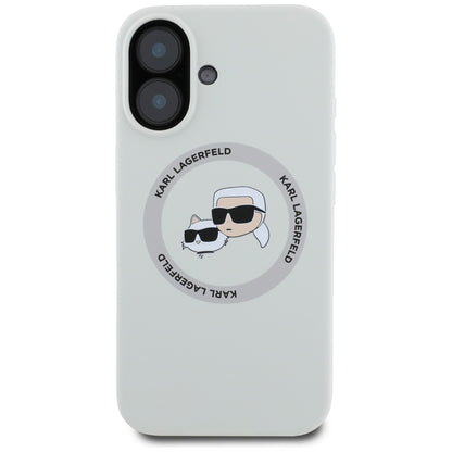 MagSafe Case for Apple iPhone 16, Karl Lagerfeld, Silicone Karl & Choupette's Heads, Beige