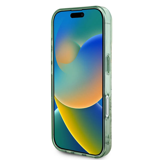 MagSafe Case for Apple iPhone 16 Plus, Guess, IML Flower & Tonal Circle, Green