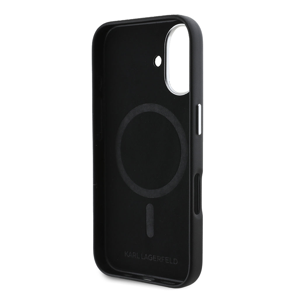MagSafe Case for Apple iPhone 16 Plus, Karl Lagerfeld, FW Metal Plate, Black