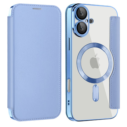 MagSafe Case for Apple iPhone 16 Plus, Techsuit, SmartMag Book, Blue
