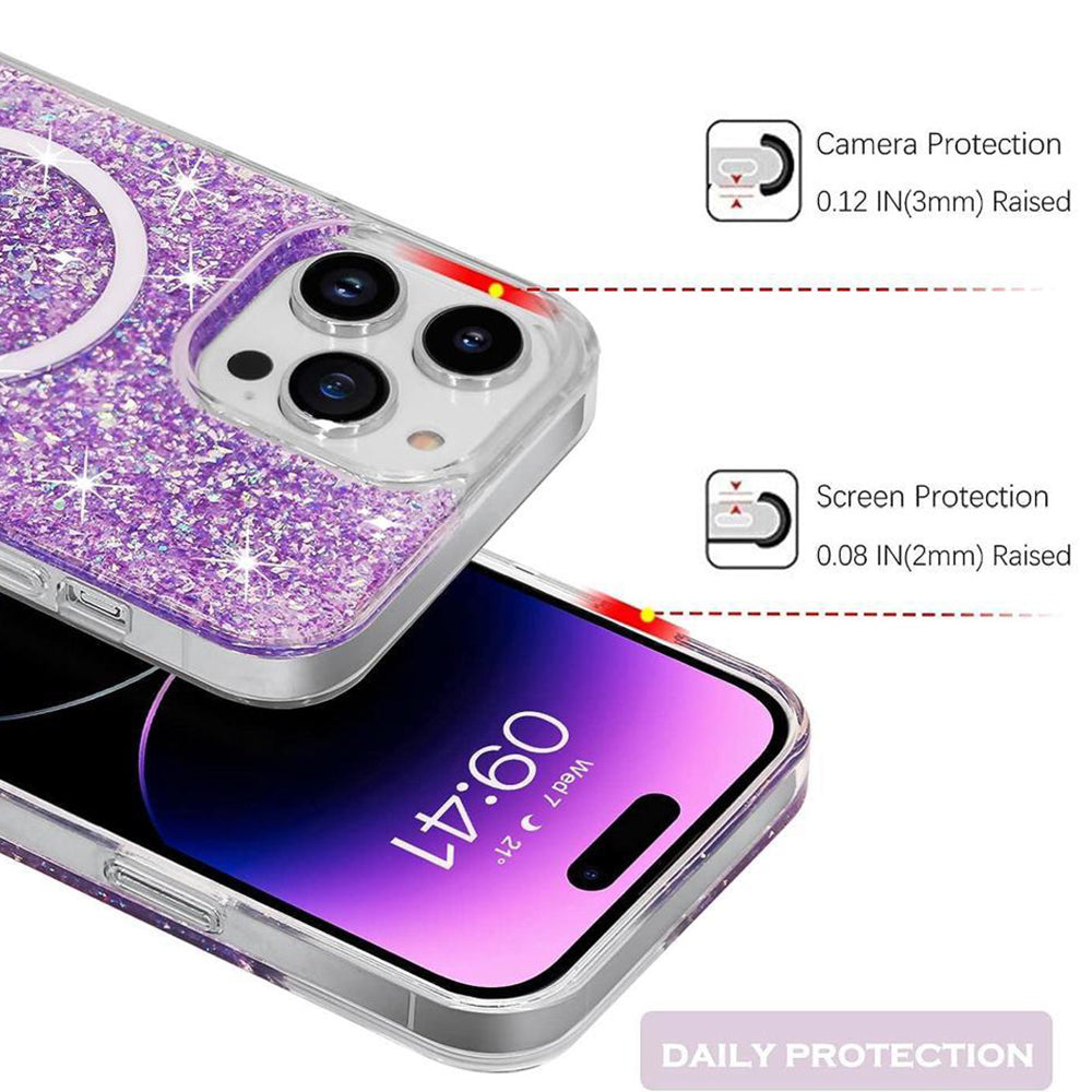 MagSafe Case for Apple iPhone 16 Plus, Techsuit, Sparkly Glitter, Pink