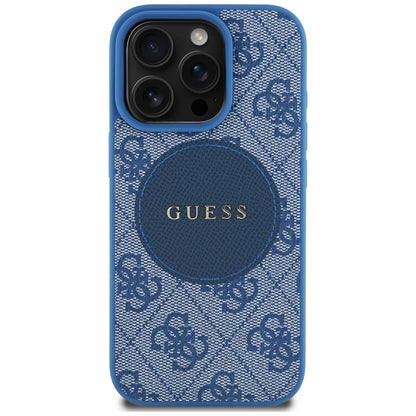MagSafe Case for Apple iPhone 16 Pro, Guess, 4G Circle Classic Logo, Blue