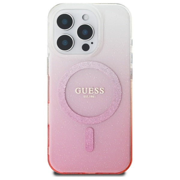 MagSafe Case for Apple iPhone 16 Pro, Guess, IML Glitter Gradient, Pink
