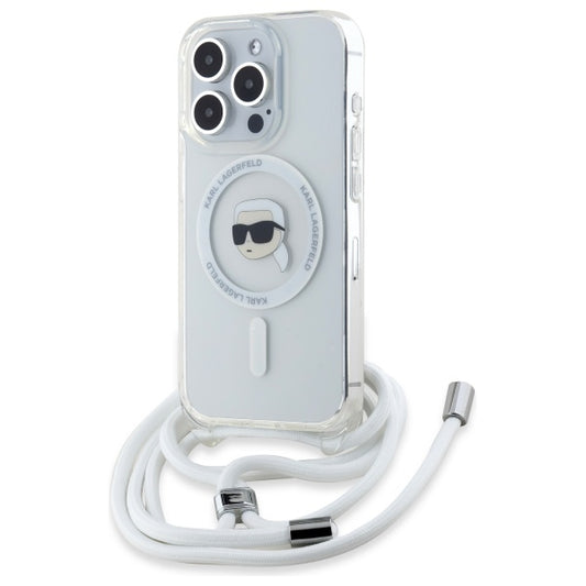 MagSafe Case for Apple iPhone 16 Pro, Karl Lagerfeld, IML Crossbody Karl's Head, Transparent