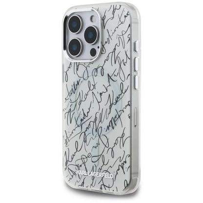 MagSafe Case for Apple iPhone 16 Pro, Karl Lagerfeld, IML Karl Script Pattern, White