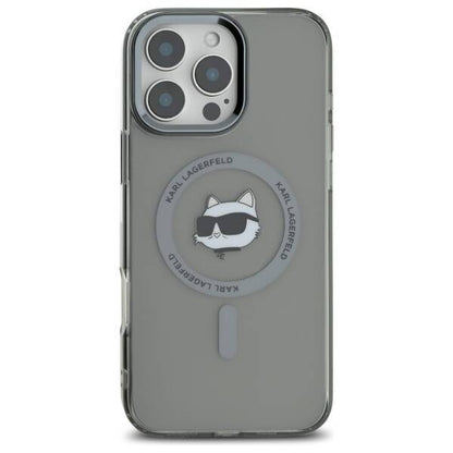 MagSafe Case for Apple iPhone 16 Pro, Karl Lagerfeld, IML Metal Choupette's Head, Black