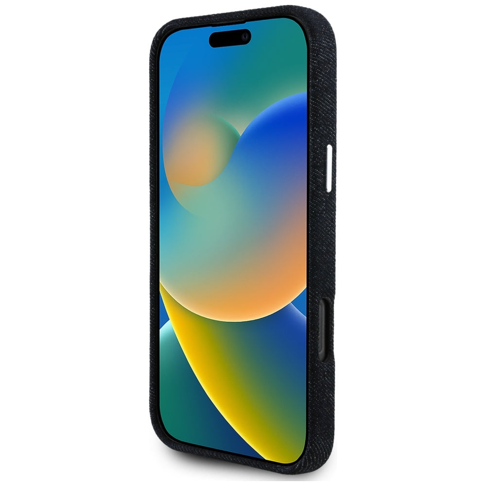 MagSafe Case for Apple iPhone 16 Pro Max, Guess, Denim Triangle Logo, Black