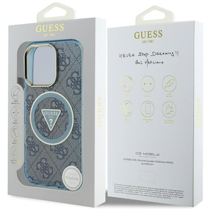 MagSafe Case for Apple iPhone 16 Pro Max, Guess, IML Glitter 4G Circle Triangle, Blue