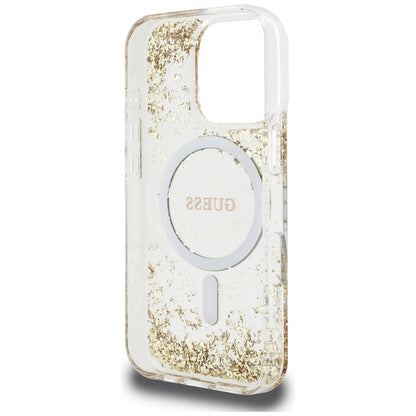 MagSafe Case for Apple iPhone 16 Pro Max, Guess, Resin Bottom Glitter, Gold
