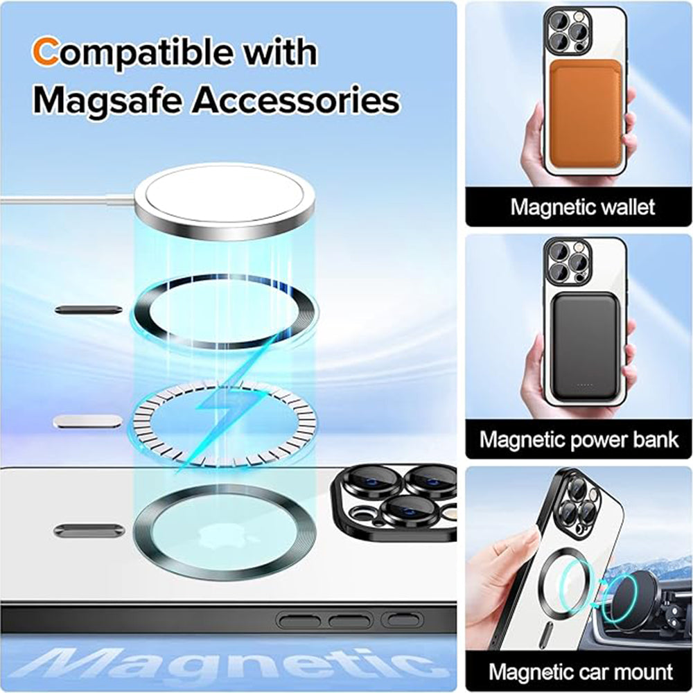 MagSafe Case for Apple iPhone 16 Pro Max, Techsuit, Luxury Crystal, Dark Blue