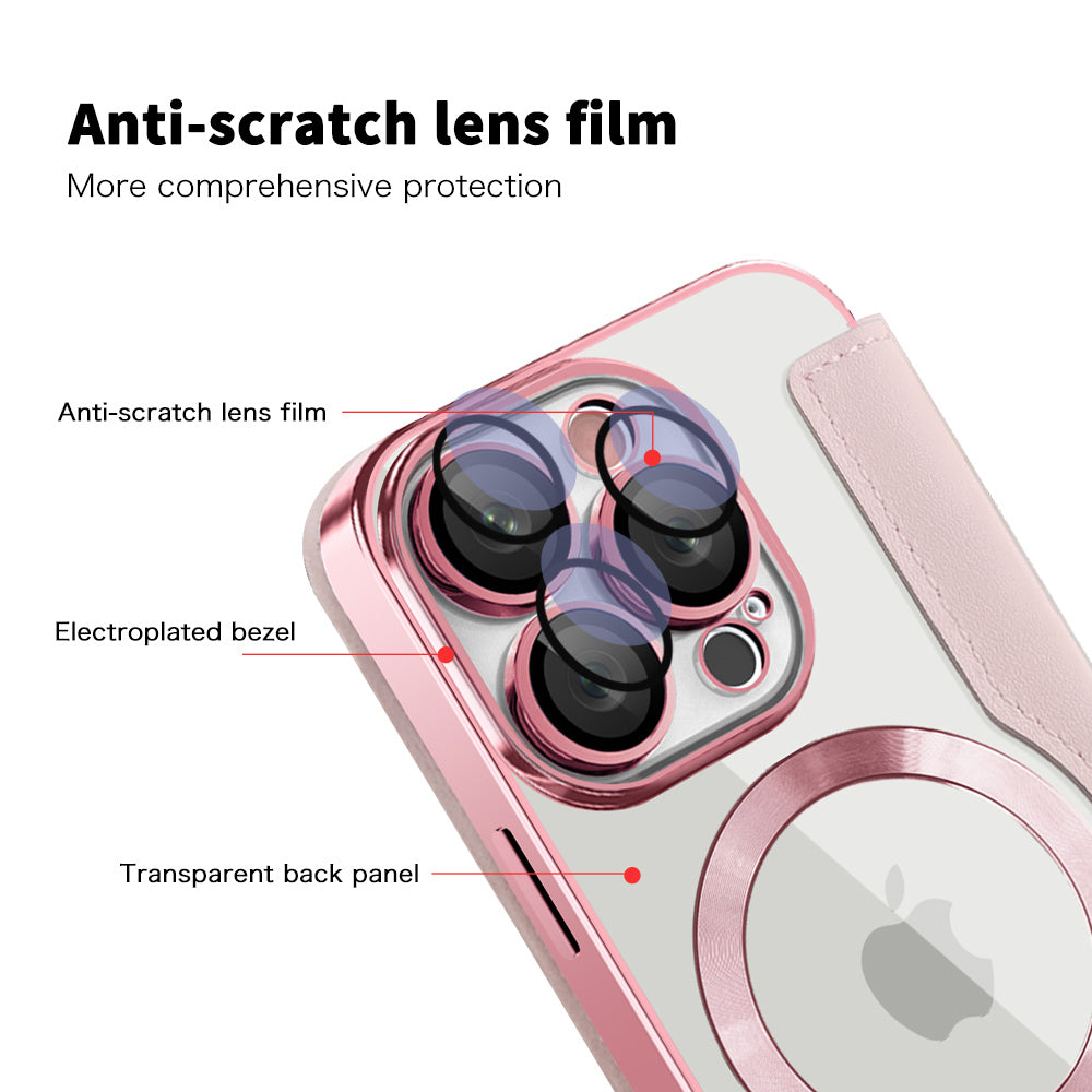 MagSafe Case for Apple iPhone 16 Pro, Techsuit, SmartMag Book, Pink