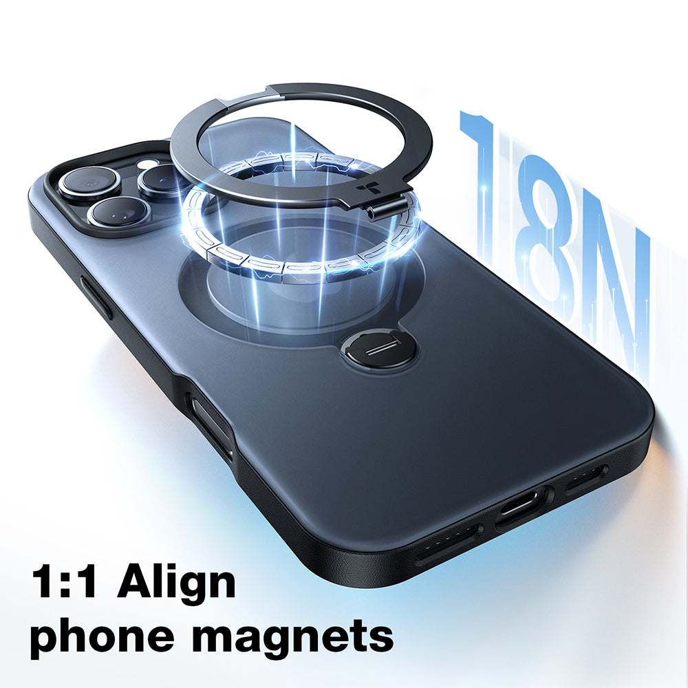 MagSafe Case for Apple iPhone 16 Pro, Torras, Ostand Spin, Transparent